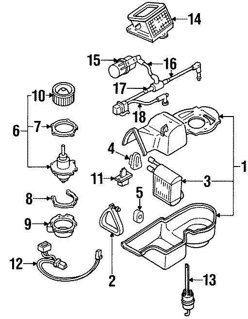 Diagram AIR CONDITIONER & HEATER. EVAPORATOR COMPONENTS. for your 2000 Ford E-150 Econoline Club Wagon   