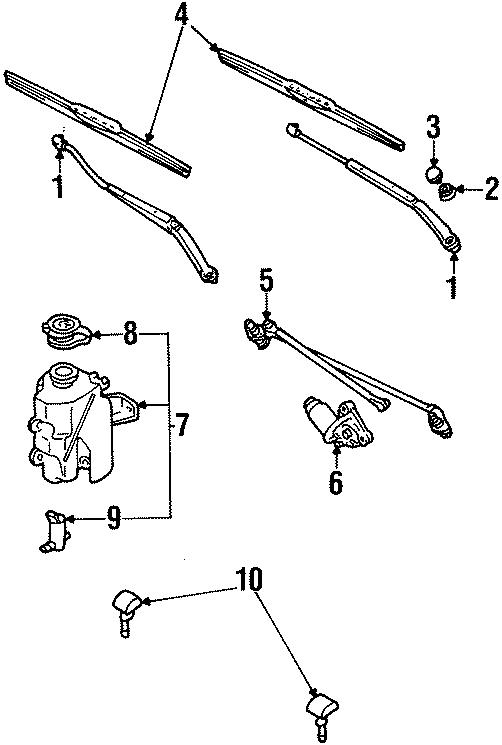 Diagram WINDSHIELD. WIPER & WASHER COMPONENTS. for your 1988 Ford F-150   