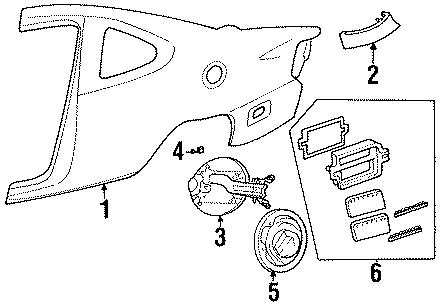 Diagram QUARTER PANEL & COMPONENTS. for your Ford