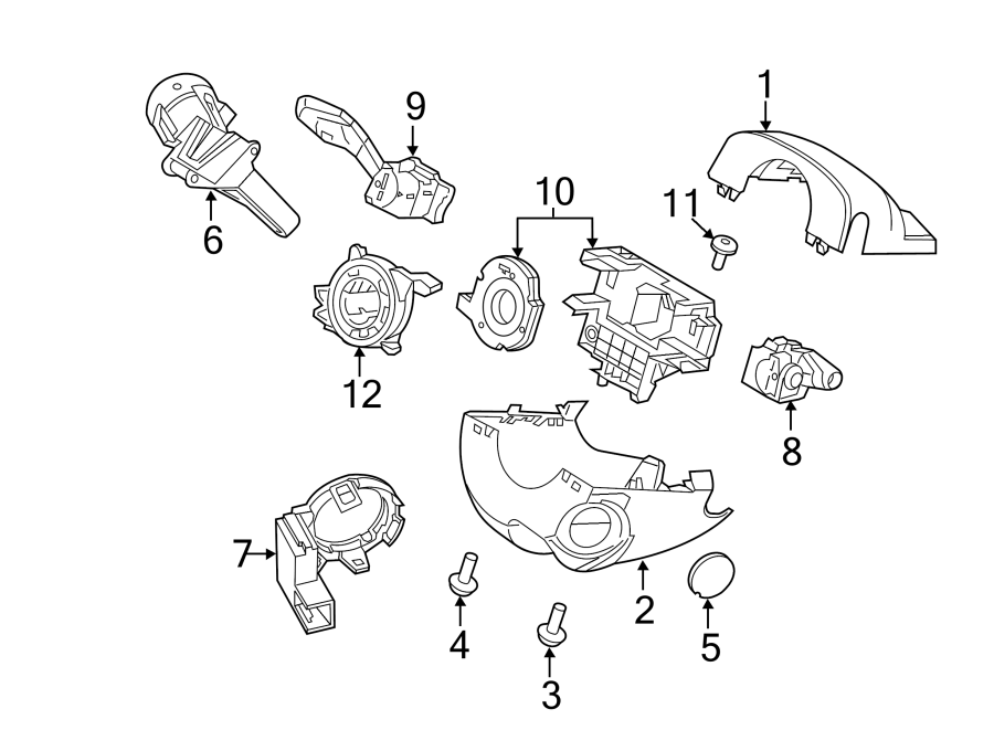 Diagram STEERING COLUMN. SHROUD. SWITCHES & LEVERS. for your 2006 Ford Focus   