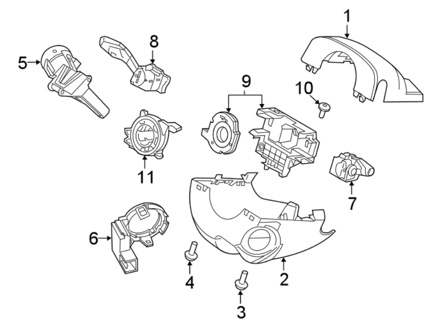 Diagram STEERING COLUMN. SHROUD. SWITCHES & LEVERS. for your 2000 Ford Focus   