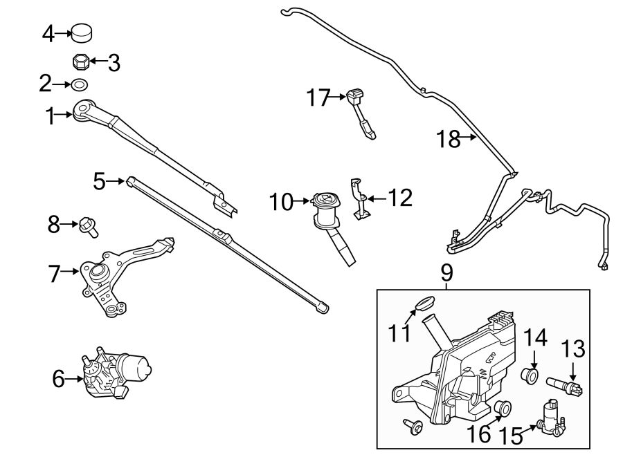 Diagram WINDSHIELD. WIPER & WASHER COMPONENTS. for your 2012 Lincoln MKZ   