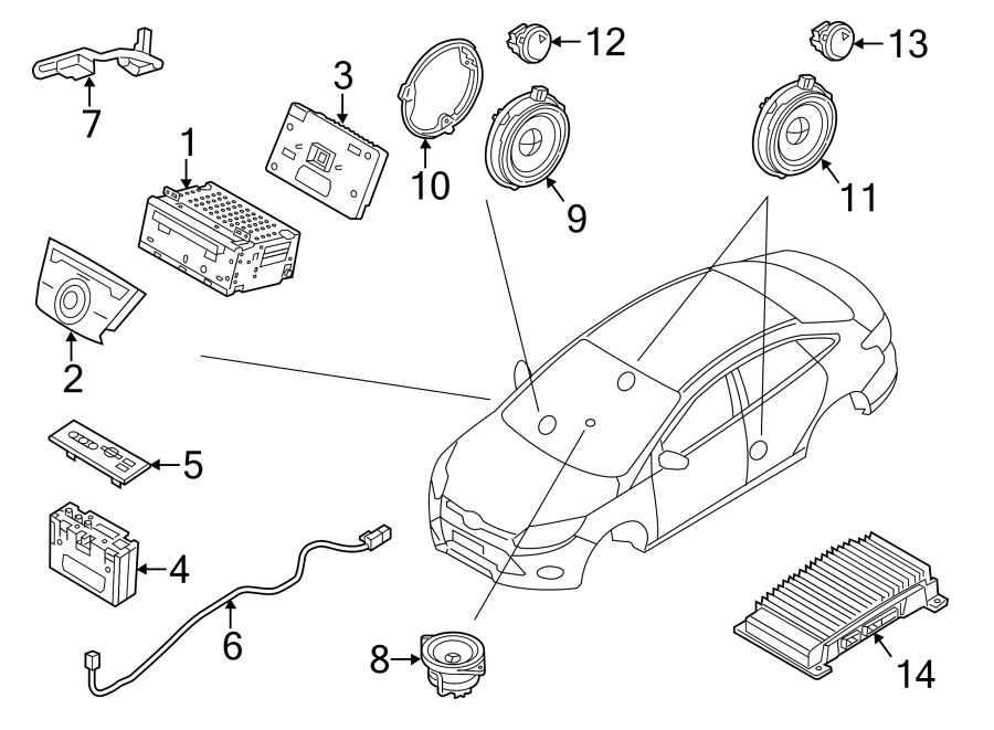 Diagram INSTRUMENT PANEL. SOUND SYSTEM. for your 2012 Ford F-250 Super Duty 6.2L V8 FLEX A/T RWD XLT Extended Cab Pickup 