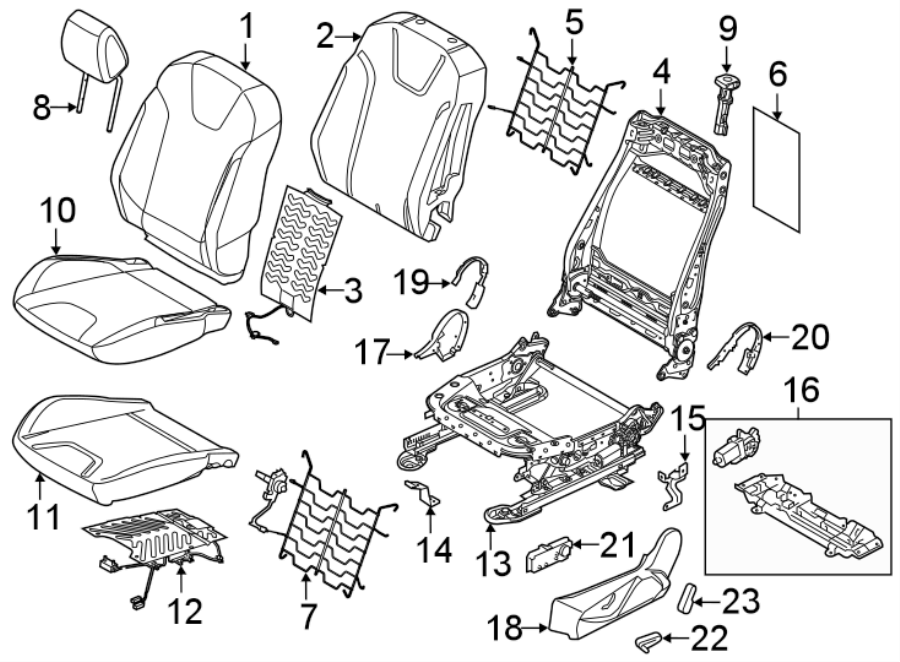 Diagram SEATS & TRACKS. DRIVER SEAT COMPONENTS. for your 2009 Ford F-150 4.6L V8 A/T RWD XL Extended Cab Pickup Fleetside 