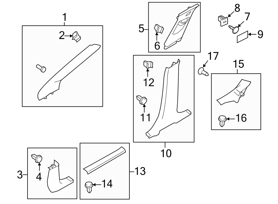 Diagram PILLARS. ROCKER & FLOOR. INTERIOR TRIM. for your 2010 Lincoln MKZ   