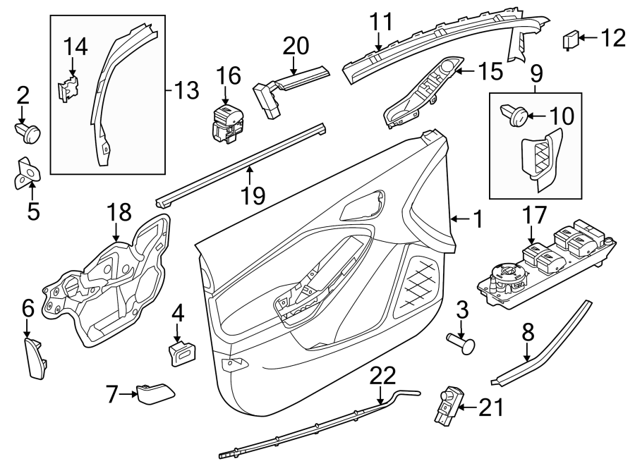 Diagram Front door. Interior trim. for your 1996 Ford Bronco   