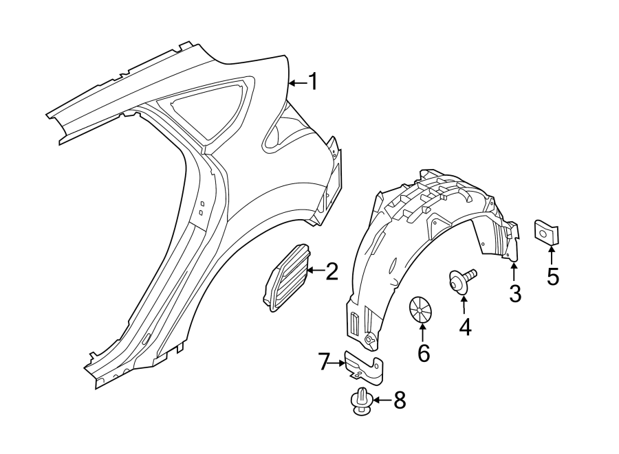 Diagram QUARTER PANEL & COMPONENTS. for your 2018 Ford Focus   