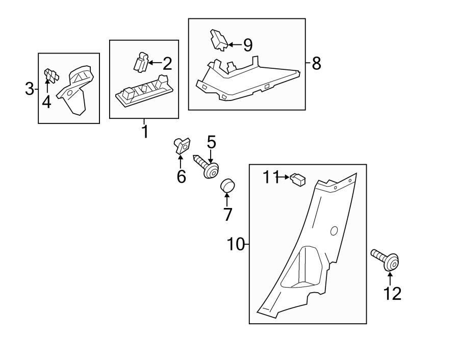 Diagram Quarter panel. Rear suspension. Interior trim. for your Ford Focus  