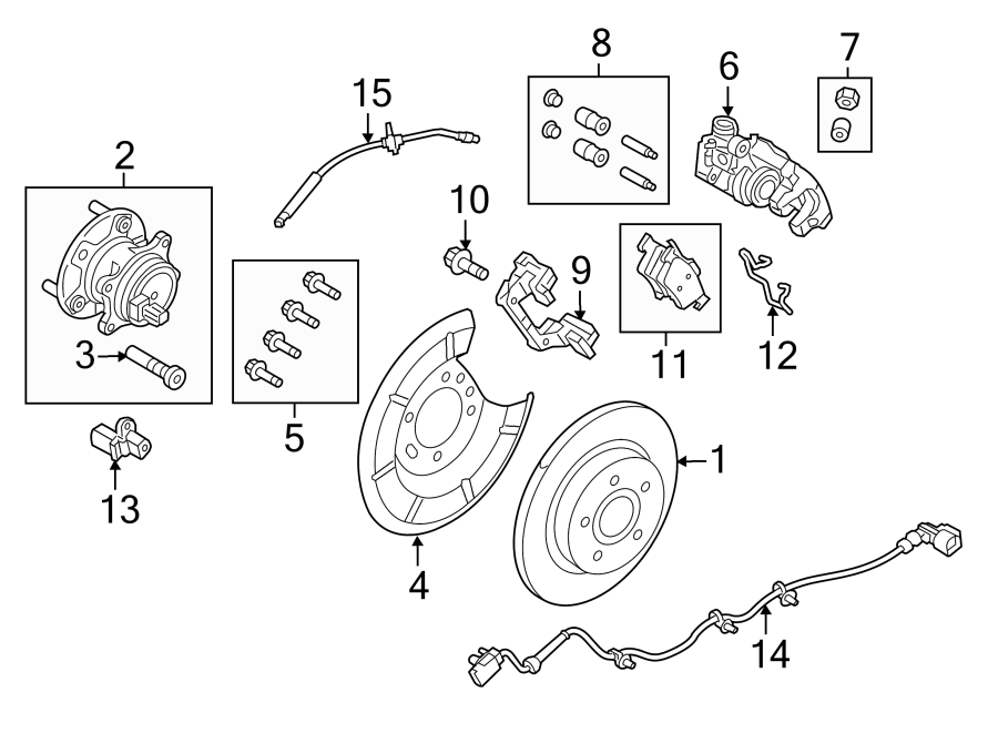 Diagram REAR SUSPENSION. BRAKE COMPONENTS. for your 2015 Lincoln MKZ Hybrid Sedan  