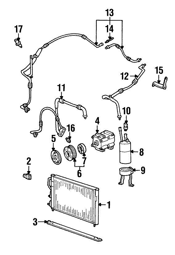 Diagram AIR CONDITIONER & HEATER. COMPRESSOR & LINES. for your 2003 Ford Ranger  XLT Extended Cab Pickup Stepside 