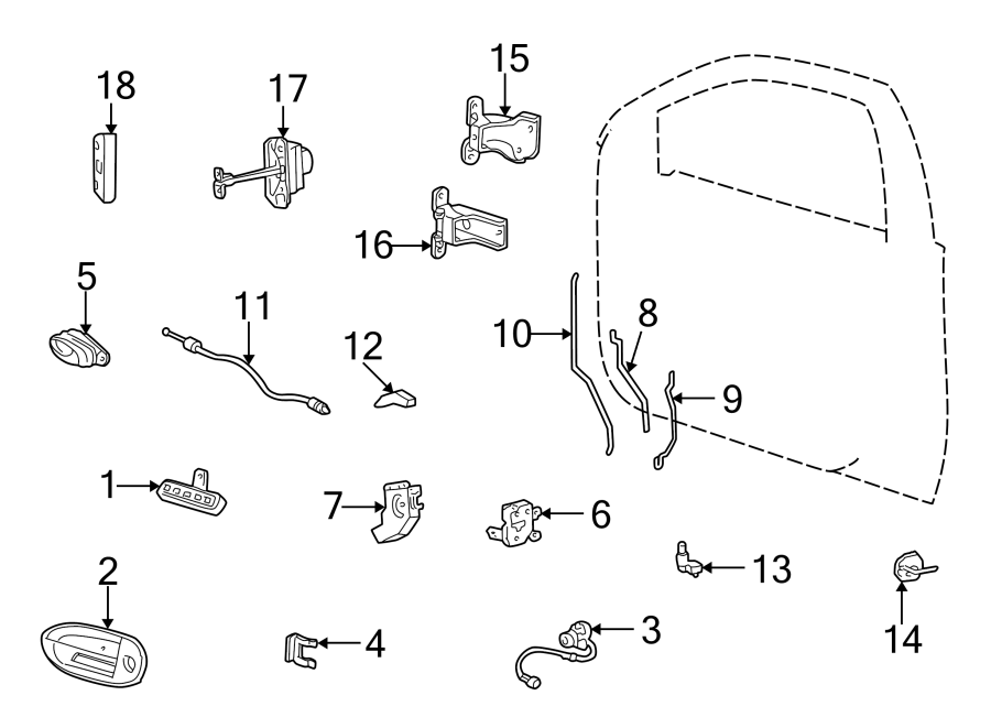 Diagram Front door. Lock & hardware. for your Ford F-150 Heritage  