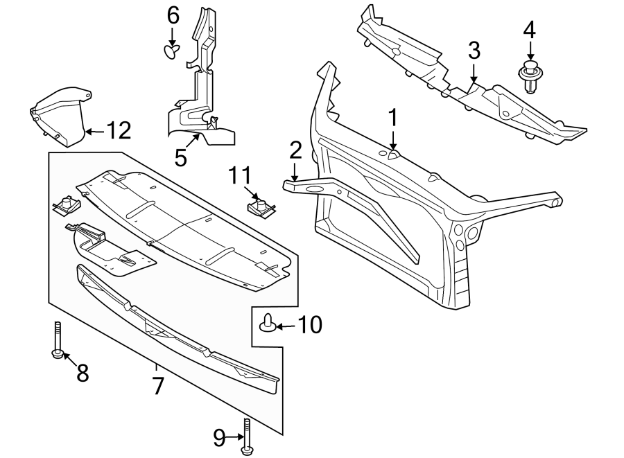 Diagram RADIATOR SUPPORT. for your 2015 Lincoln MKZ Hybrid Sedan  