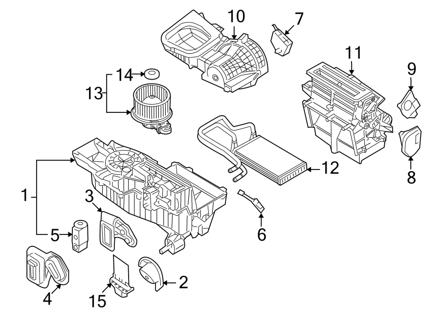 Diagram AIR CONDITIONER & HEATER. EVAPORATOR & HEATER COMPONENTS. for your 2011 Ford Expedition   