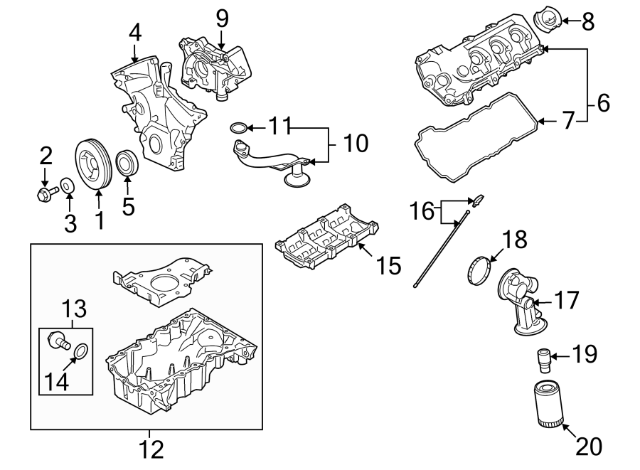 Diagram ENGINE / TRANSAXLE. ENGINE PARTS. for your Ford