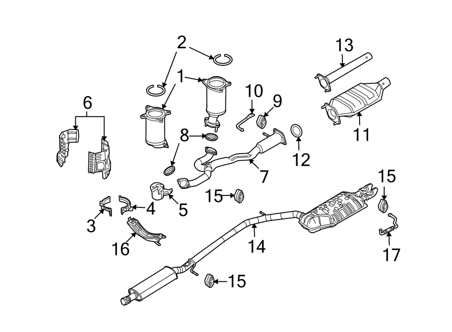 Diagram EXHAUST SYSTEM. EXHAUST COMPONENTS. for your Ford Five Hundred  