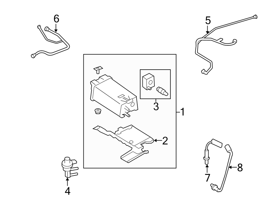 Diagram EMISSION SYSTEM. EMISSION COMPONENTS. for your 2014 Lincoln MKZ Base Sedan  