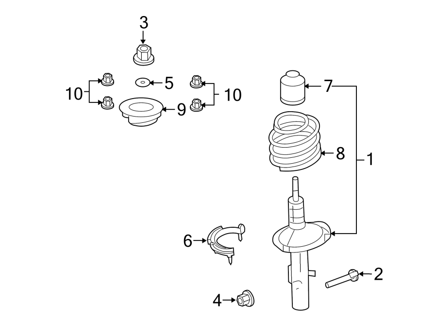 Diagram FRONT SUSPENSION. STRUTS & COMPONENTS. for your Ford