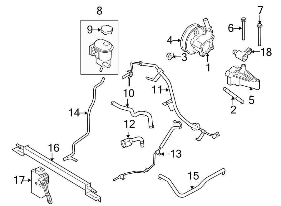 Diagram STEERING GEAR & LINKAGE. PUMP & HOSES. for your 2008 Lincoln MKZ   