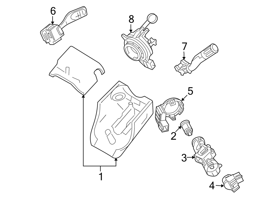 Diagram STEERING COLUMN. SHROUD. SWITCHES & LEVERS. for your 2003 Ford F-150 4.6L Triton (Romeo) V8 A/T RWD King Ranch Extended Cab Pickup Fleetside 