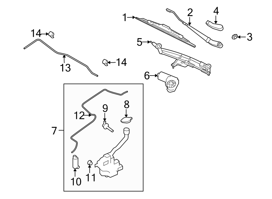 Diagram WINDSHIELD. WIPER & WASHER COMPONENTS. for your 1993 Ford E-350 Econoline Club Wagon   