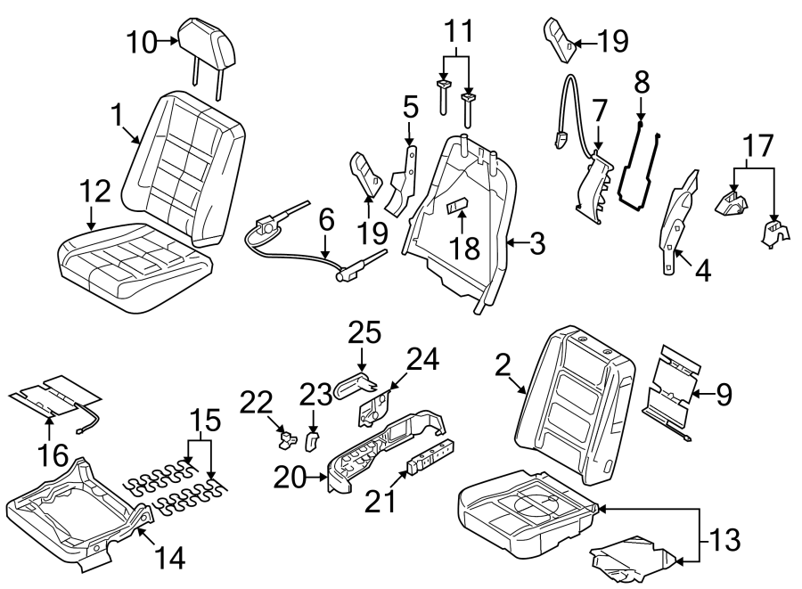 Diagram SEATS & TRACKS. PASSENGER SEAT COMPONENTS. for your 2016 Lincoln MKX   