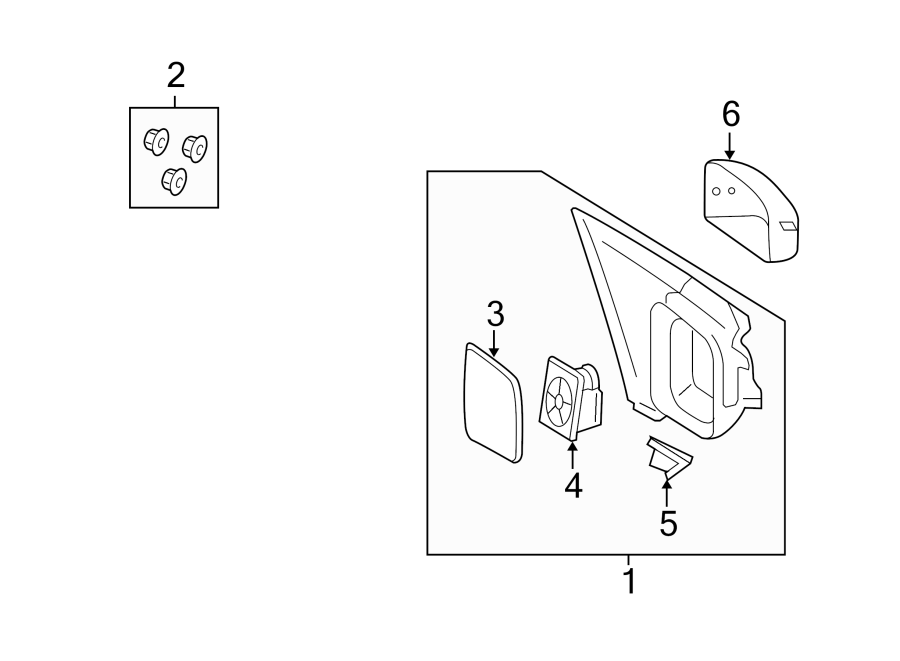 Diagram FRONT DOOR. OUTSIDE MIRRORS. for your 1999 Ford F-150 4.6L Triton (Windsor) V8 A/T 4WD Lariat Standard Cab Pickup Fleetside 