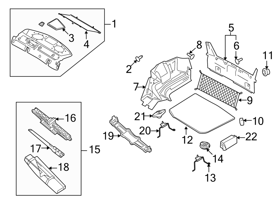 Diagram REAR BODY & FLOOR. INTERIOR TRIM. for your Ford Maverick  