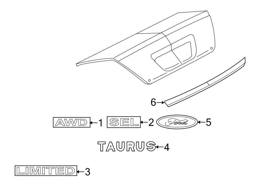 Diagram TRUNK LID. EXTERIOR TRIM. for your 2017 Lincoln MKZ Premiere Sedan  