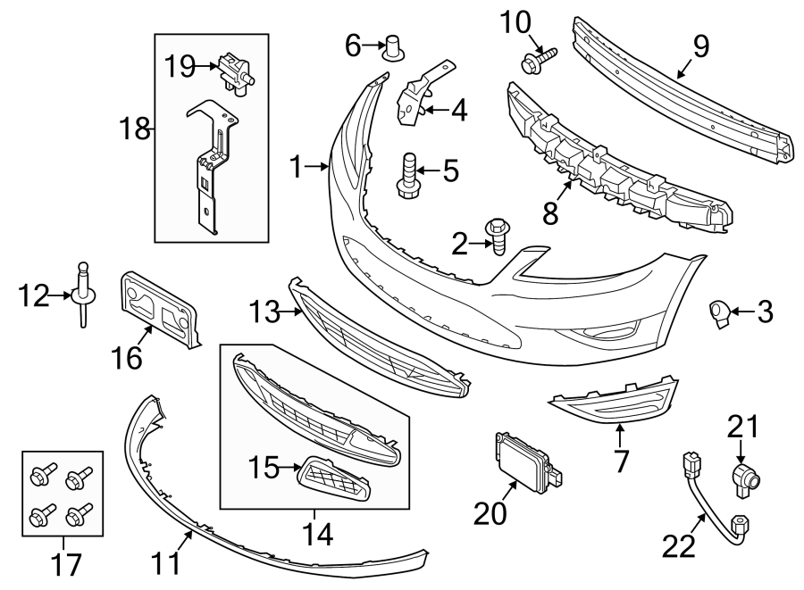 Diagram Front bumper. Bumper & components. for your 2016 Ford F-150  Lariat Extended Cab Pickup Fleetside 