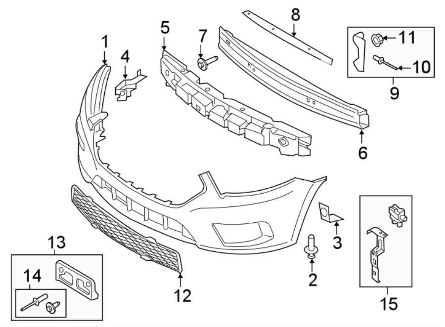 Diagram FRONT BUMPER. BUMPER & COMPONENTS. for your 2008 Lincoln MKZ   