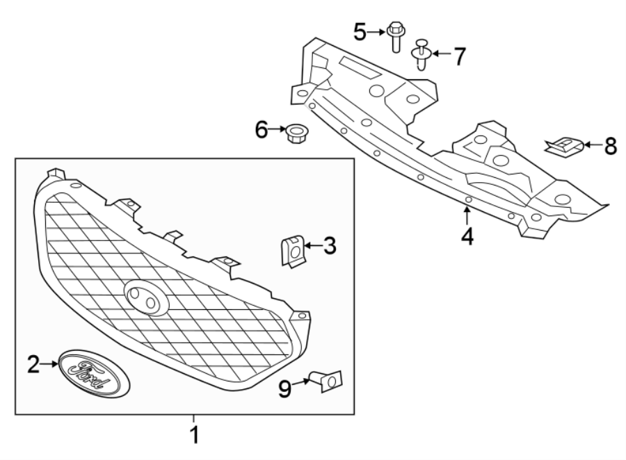 Diagram GRILLE & COMPONENTS. for your 2011 Lincoln MKZ Base Sedan  