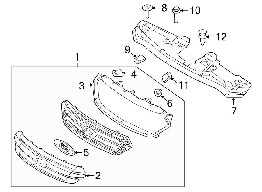 GRILLE & COMPONENTS. Diagram