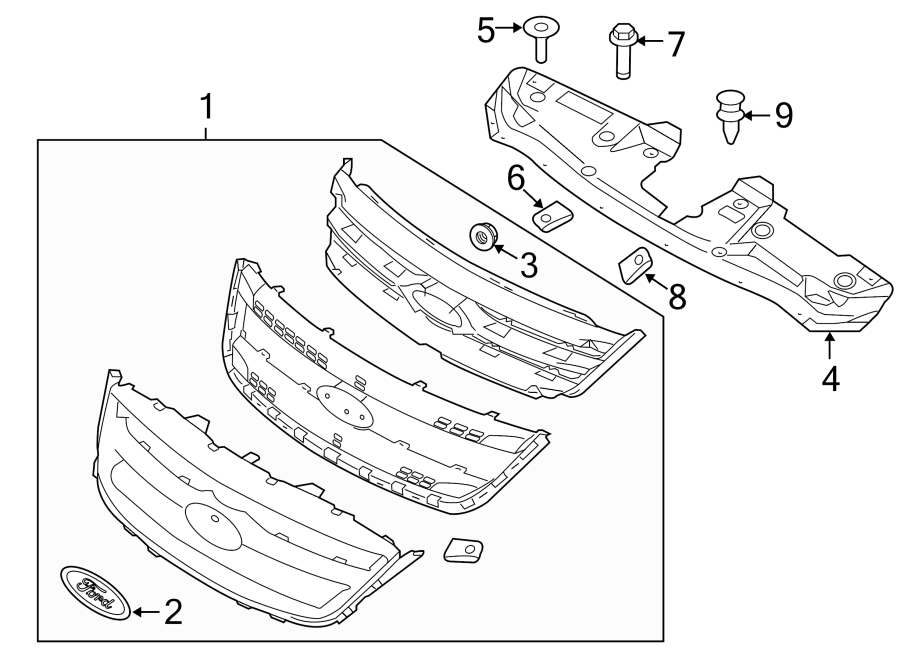 Diagram GRILLE & COMPONENTS. for your 1996 Ford F-150   