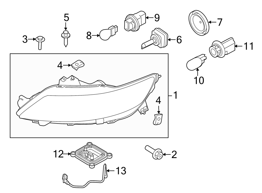 Diagram FRONT LAMPS. HEADLAMP COMPONENTS. for your 2020 Ford F-150 3.5L EcoBoost V6 A/T RWD XL Standard Cab Pickup Fleetside 