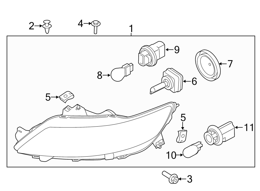 Diagram Front lamps. Headlamp components. for your 2019 Ford F-150 5.0L V8 FLEX A/T 4WD XL Extended Cab Pickup Fleetside 