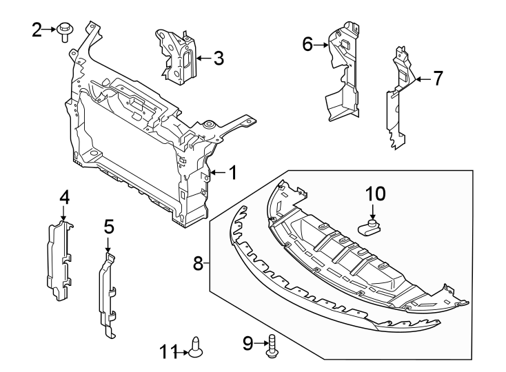 Diagram RADIATOR SUPPORT. for your 2007 Lincoln MKZ   