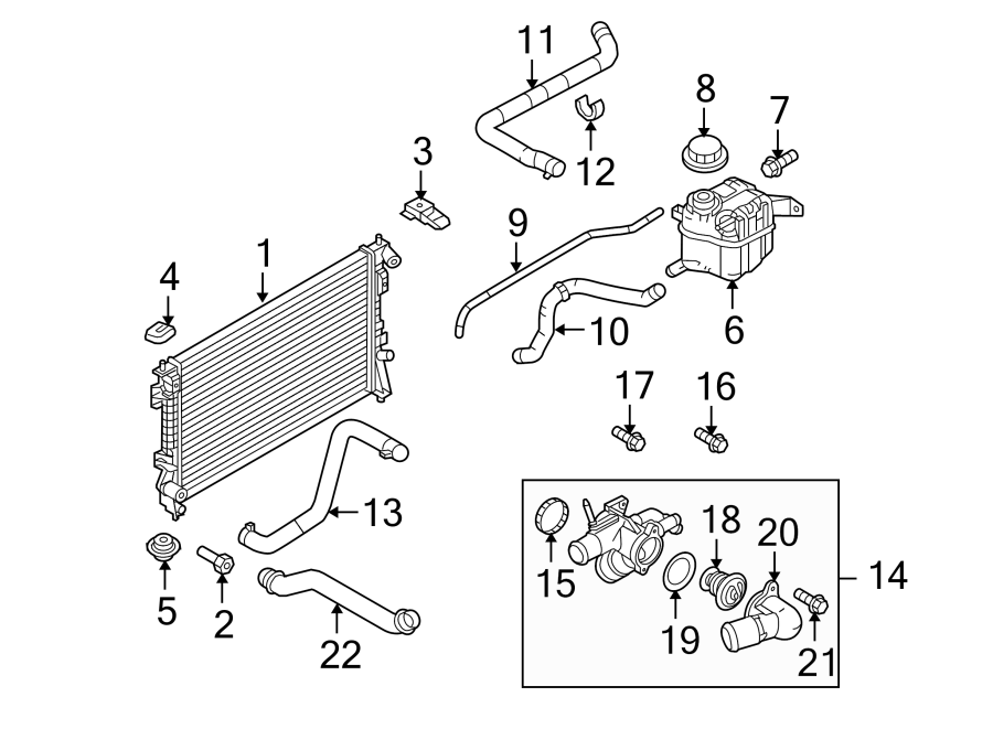 Diagram RADIATOR & COMPONENTS. for your 2009 Ford Ranger   