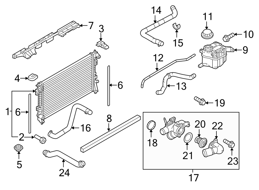 Diagram RADIATOR & COMPONENTS. for your 2013 Ford Edge   