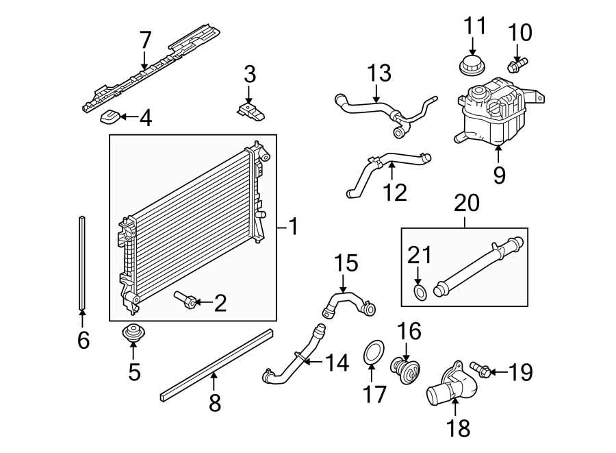 Diagram Windshield. Radiator & components. for your Ford Taurus  