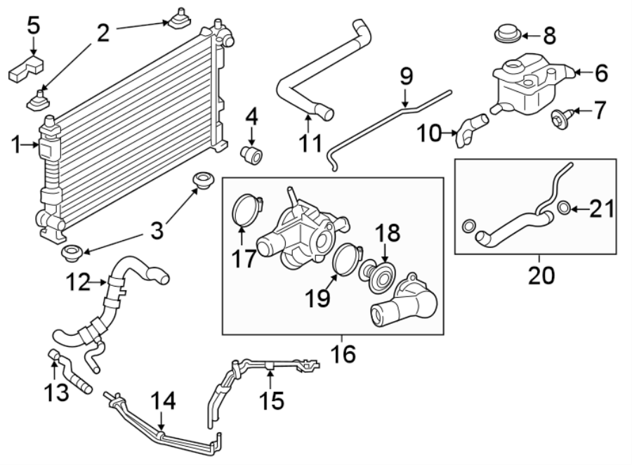 Diagram RADIATOR & COMPONENTS. for your 2019 Ford Edge   