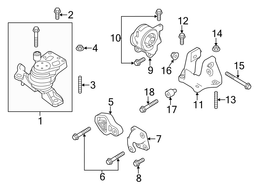 Diagram ENGINE / TRANSAXLE. ENGINE & TRANS MOUNTING. for your 2019 Ford F-150 3.5L EcoBoost V6 A/T 4WD Lariat Crew Cab Pickup Fleetside 