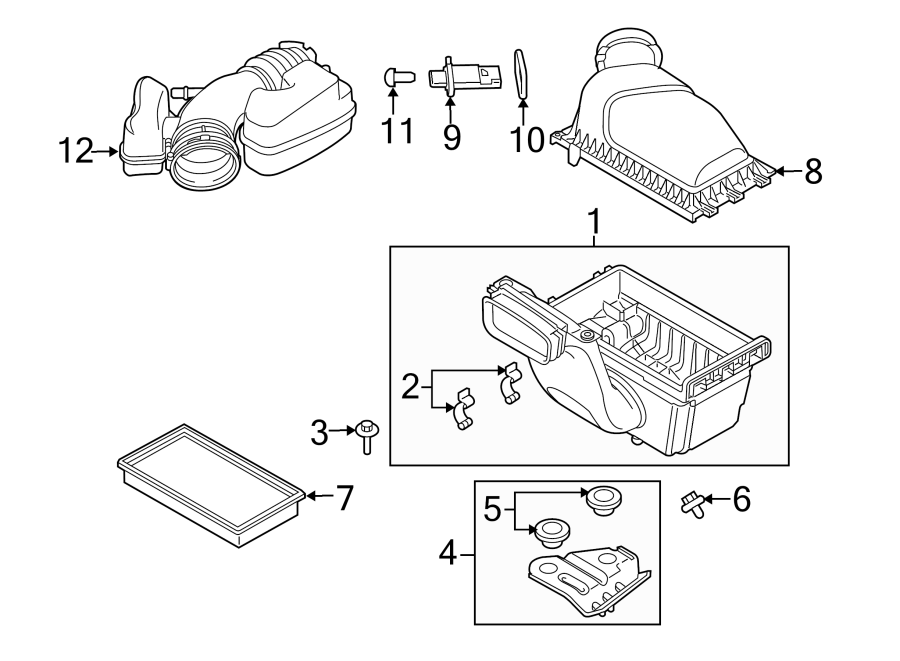 Diagram Engine / transaxle. Air intake. for your 2020 Ford F-150 3.5L EcoBoost V6 A/T RWD XL Standard Cab Pickup Fleetside 