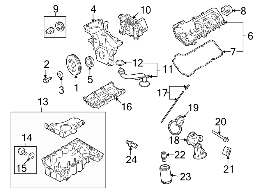 Diagram Engine / transaxle. Engine parts. for your Ford