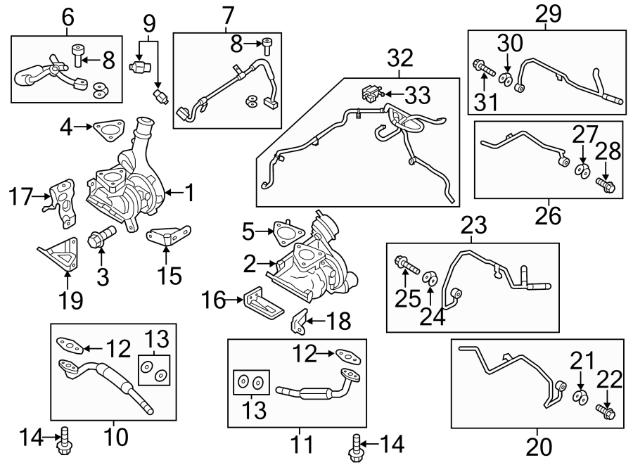 Diagram Engine / transaxle. Turbocharger & components. for your 2013 Lincoln MKZ Base Sedan 3.7L Duratec V6 A/T FWD 