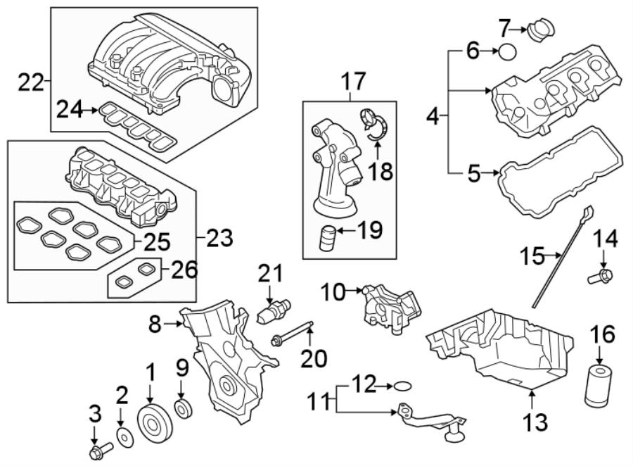 Diagram ENGINE PARTS. for your Ford