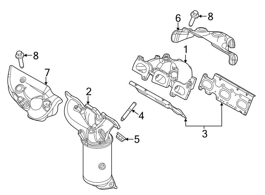 Diagram EXHAUST SYSTEM. MANIFOLD. for your 2011 Ford Taurus   