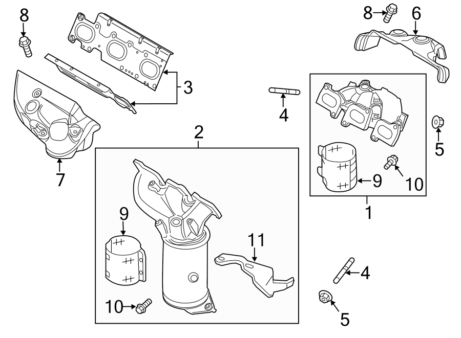 Diagram EXHAUST SYSTEM. MANIFOLD. for your 2019 Lincoln MKZ Reserve II Sedan  