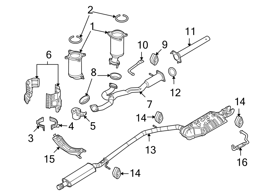 Diagram EXHAUST SYSTEM. EXHAUST COMPONENTS. for your 2013 Ford Flex   