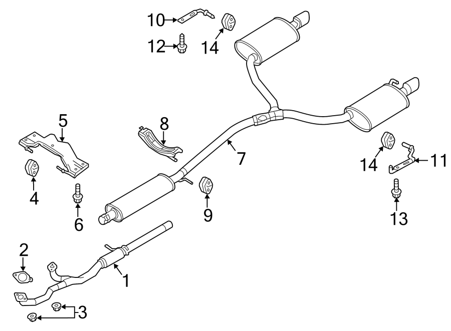 Diagram EXHAUST SYSTEM. EXHAUST COMPONENTS. for your 2015 Lincoln MKZ Black Label Sedan 2.0L EcoBoost A/T AWD 