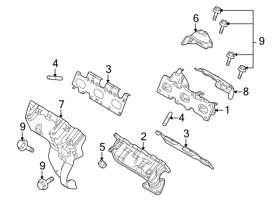 Diagram Exhaust system. Fender. Manifold. for your 2017 Lincoln MKZ Premiere Hybrid Sedan  